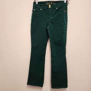 IMAN Bootcut Women Jeans Size 8 Midrise Forest Green Fall